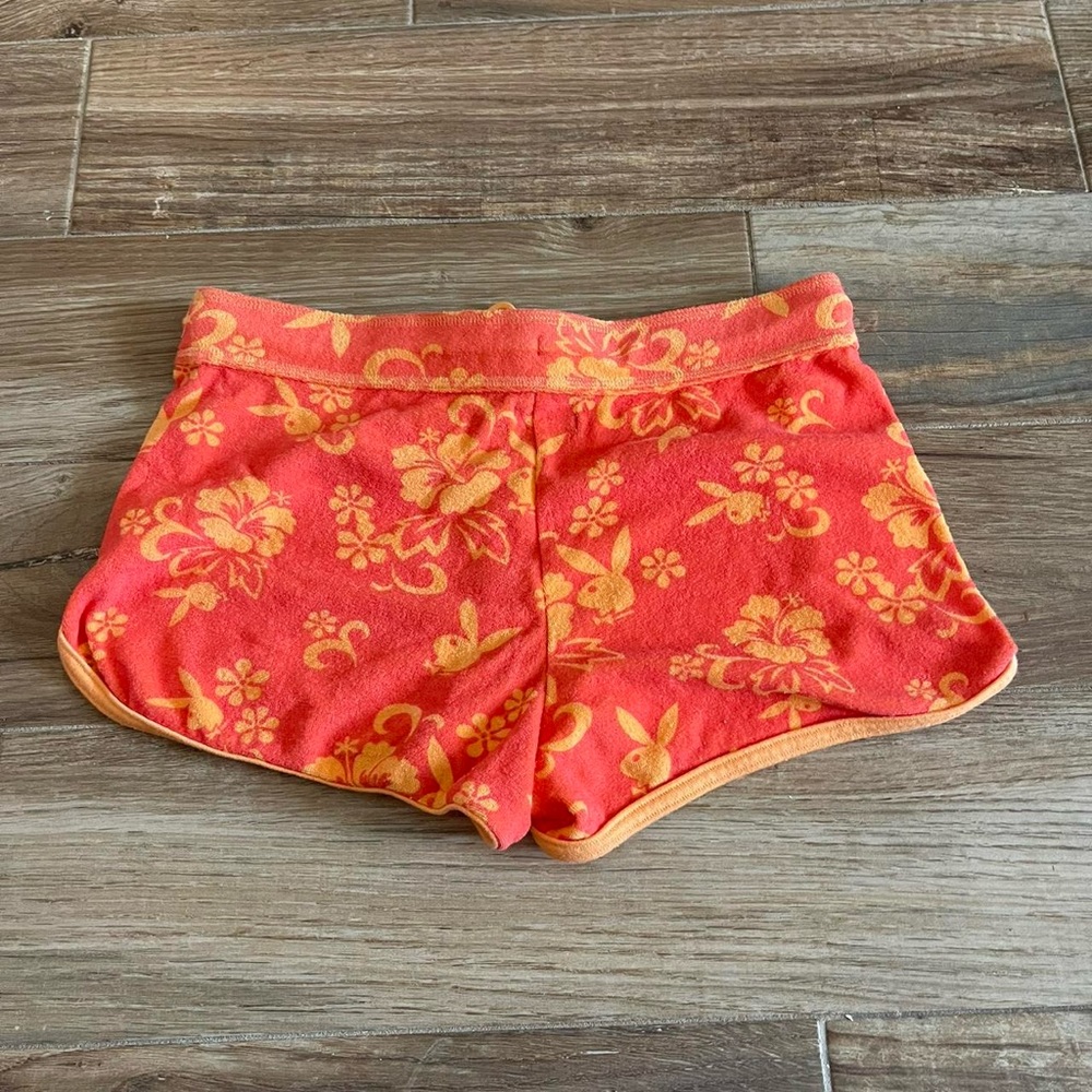 Playboy Terry cloth shorts  Pretty orange tropical print